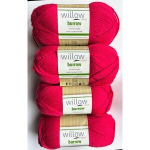Willow Yarns Burrow, Worsted, 75% Acrylic / 25% Wool, Color Azalea (Lot of 4)